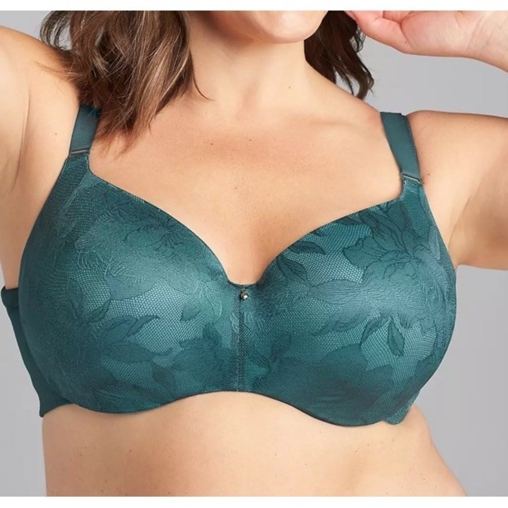 Cacique NWT Bra Lightly Lined Full Coverage Blue Lace 46DD Backsmoother Underwir
